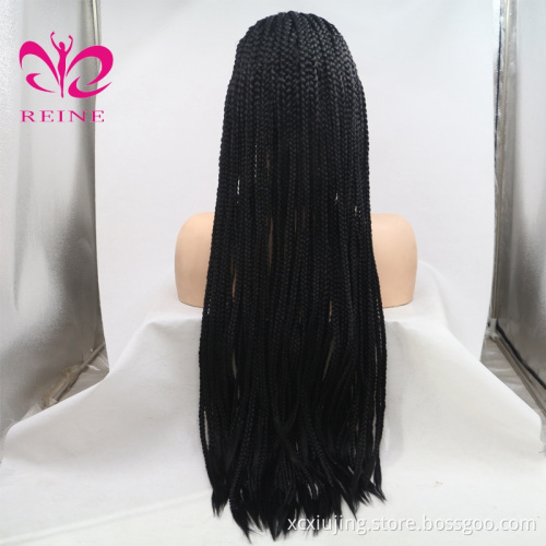High quality 1b color synthetic Frontal lace long braided wigs for black woman
